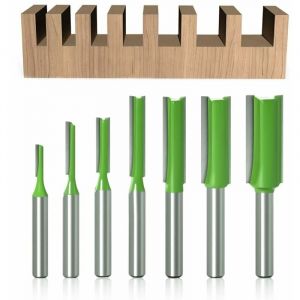 Ymyny - 7Pcs Fraise droite à queue de 6 mm, Fraise Droite Defonceuse, pour Bois Carbure de TungstèNe Outil de Travail Du Bois, Routeur Droite à