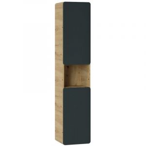 Otitec - Colonne de salle de bain - Chêne artisanal doré et noir mat - L35-H170-P32 - arriba - Chêne artisanal doré et noir mat