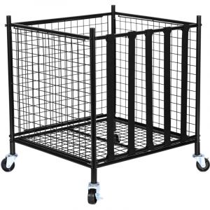 Mophorn - Chariot de rangement pour ballons de sport à roulettes, cage de basket-ball verrouillable avec sangles élastiques, organisateur en acier