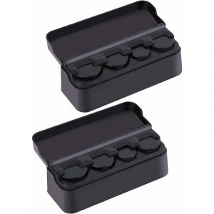 Lot de 2 Monnayeur Noir Bo&icirc;te de Rangement de Porte-Monnaie de Voiture Monnaie Coin Organizer Porte Monnaie Euro Monnayeur avec couvercle