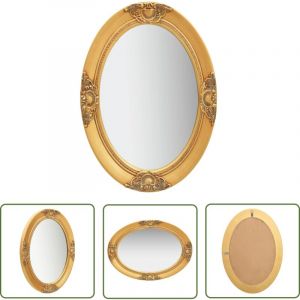The Living Store - Miroir mural style baroque 50x70 cm Dor&eacute; - Miroir Mural - Miroir Baroque - Miroir Dor&eacute; - D&eacute;coration Murale - Miroir Oval