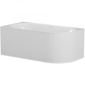 Baignoire d'angle stri&eacute;e - 290L - 170 x 80 x 60 cm - Blanc mat - Acrylique - Angle gauche - BARBORI