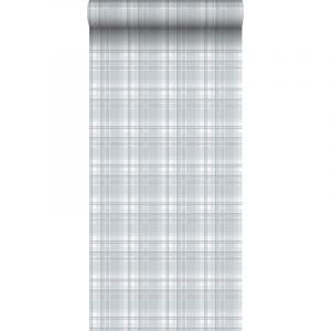 Sanders&sanders - papier peint &agrave; carreaux bleu clair et gris