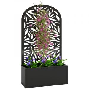 Potager sur&eacute;lev&eacute; en m&eacute;tal avec treillis, jardini&egrave;re murale ou sur pied avec brise-vue