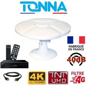 ANTENNE CAMPING CAR 40dB TNT HD OMNI TONNA + R&eacute;cepteur TNT HD DVB-T2 SEDEA SNT-2002-HD + C&acirc;ble HDMI