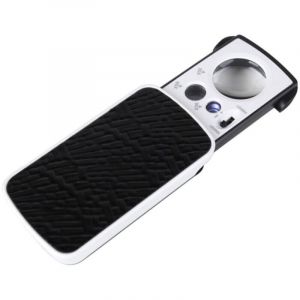 Loupe portative &eacute;clair&eacute;e par LED - Loupe 30X, 60X, 90X - Loupe de lecture &eacute;clair&eacute;e pour seniors - Loupe de poche pliable noire pour bijoux, pi&egrave;ces de