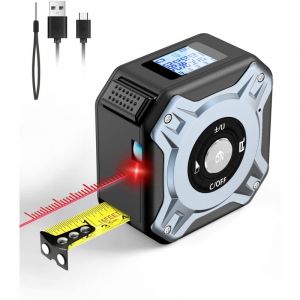 M&egrave;tre ruban laser rechargeable, t&eacute;l&eacute;m&egrave;tre laser 40 m et m&egrave;tre ruban 5 m, m&egrave;tre ruban num&eacute;rique avec &eacute;cran LCD, mesure de surface, de distance et de