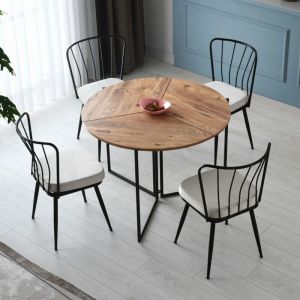 Table salle &agrave; manger pliante effet pin &Oslash;100 cm JENA