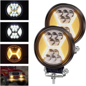 LED Lampe de travail, 2PCS Phare LED Spot Flood Combo Lights 12V 24V Off Road Driving Feux de brouillard LED Feux de jour auxiliaires pour moto SUV