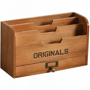 Organisateur De Rangement De Bureau Avec Tiroir Boite De Rangement De Bureau A Plusieurs Niveaux Support De Courrier En Bois De Bureau Accessoires De