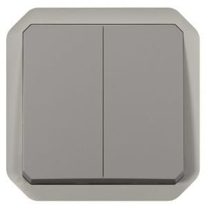 Double bouton poussoir - volets roulants - gris - composable Legrand plexo 069539l