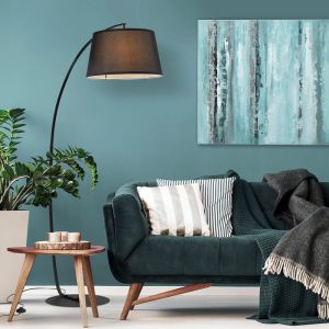 Lampe lampadaire &agrave; arc salon courb&eacute;e - Lampe arceau moderne en m&eacute;tal - Lampadaire sur pied m&eacute;tal lin noirLampadaire d'ext&eacute;rieur