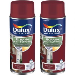 Dulux Valentine - ecran+ multi-supports exterieure Satin - Lot de 2 a&eacute;rosols en phase aqueuse - Rouge Basque 400 ml