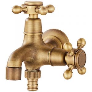 Robinet Antique Style europ&eacute;en &agrave; double usage vadrouille robinet de piscine salle de bain mural ext&eacute;rieur jardin robinet en laiton Vintage