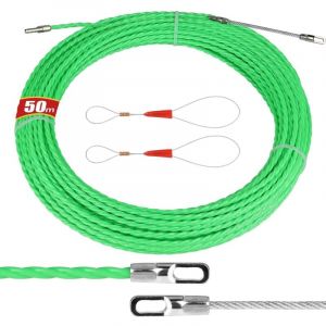 Tire Fils Electricien Aiguille 50m, Diam&egrave;tre 4.5mm, Diam&egrave;tre 4.5mm, Tire Fil Cable avec 2 Ressorts de Guidage, Ruban &agrave; Poisson Fibre de Verre pour