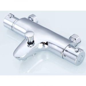 Mitigeur de baignoire thermostatique, robinet, mitigeur de douche avec thermostat, cuivre plaqu&eacute;, montage sur baignoire