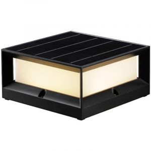 Lampadaire Solaire À LED pour L'extérieur Lampe De Colonne De Clôture De Cour IP54 Abat-Jour Carré en Acrylique avec Base De Montage sur Pilier, pour