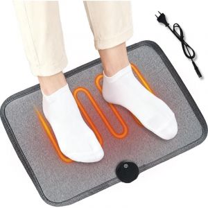 Tapis Chauffant Pied, 35x50 cm Chauffe Pied &Eacute;lectrique avec P&eacute;dale, 8 Niveaux de Chaleur, Coussin Chauffant Pieds, pour Bureau &agrave; Domicile