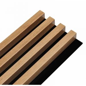 Decoon - Panneau Tasseaux bois 3D décor chêne sur fond rigide noir 250 x 17,6 x 3 - 0,44M²