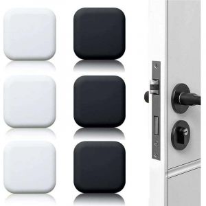 6 Pi&egrave;ces But&eacute;e de porte murale noire/blanche adh&eacute;sive 45mmx45mm Bloc porte Stop porte mural adhesif Butoir porte mural adhesif