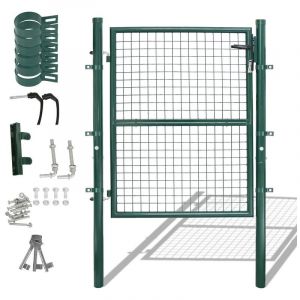 EINFEBEN Portail de jardin Portail à double barre d'acier Portail de jardin - Vert - 150x100CM
