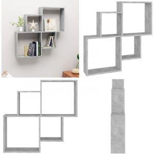 Vidaxl - tagère murale cube Gris béton 80x15x78,5 cm Bois d'ingénierie - Étagère Murale - Étagère Cubique - Meuble Décoratif - Rangement Mural