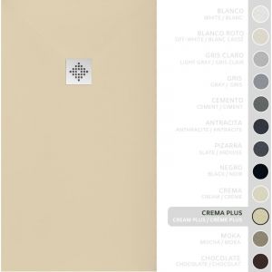 SOULBATH Receveur de Douche -R&eacute;sine -Gel Coat -Texture Lisse/Pierre -Antid&eacute;rapant -Couleur Cr&egrave;me Intense - 170x75- Extra plat 3cm. Bonde de Vidage