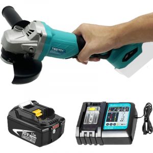 Meuleuse,Meuleuse d'angle sans balais sans fil robuste de 125 mm pour meuleuse d'angle Compatible avec la batterie Makita + 5,5 a Li-ion + chargeur