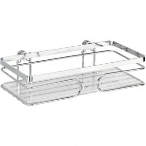 Etag&egrave;re Murale de douche Premium , Panier de douche fixation murale, Vis et chevilles incluses, Acier inoxydable, 24x 6,5x13,5 cm, Argent brillant