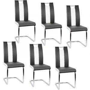 Lot de 6 Chaises de Salle &agrave; Manger,Chaise de Cuisine avec pieds en m&eacute;tal,pour Salle &agrave; Manger,Cuisine,Salle de R&eacute;union,noir + Blanc