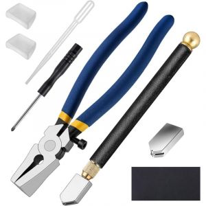 Kit de coupe-verre Fournitures pour vitraux avec pinces à verre robustes et outils de coupe-verre de style crayon Outil de coupe de vitrail