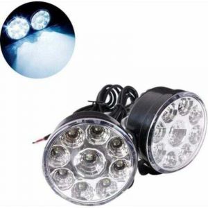Feu antibrouillard rond universel 9LED (lumi&egrave;re blanche), 12V, 4.5W, feu antibrouillard pour voiture, paquet de 2