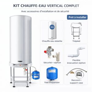 Pack tout compris chauffe eau &eacute;lectrique 150 L Sag&eacute;o st&eacute;atite ARISTON
