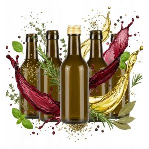 Lot de 10 bouteilles en verre fonc&eacute; de 200 ml pour vin, alcool, vinaigre, huile.