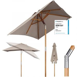 Parasol en bois Sekey&reg; pour terrasse, jardin, plage, piscine, patio, 200 &times; 150 cm, naturel/cr&egrave;me, rectangulaire, protection solaire UV50+