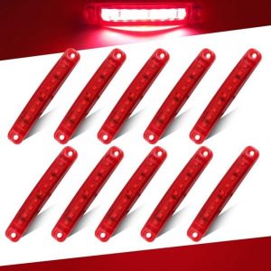 10Pcs Feu Latéral Rouge,24V 3,9'' 9LED Côté led Marquage Léger Camion Remorque Camion Feu Arrière Avant et Arrière Marquant le Feu Latéral