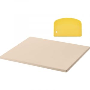 Mophorn Pierre à pizza rectangulaire en cordiérite 40,6 x 35,5 cm, surface de cuisson robuste avec grattoir en PP, épaisseur de 1,5 cm, idéale pour