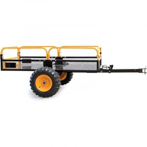 Wiltec Remorque basculante &ndash; 2100 x 1200 x 70 mm &ndash; capacit&eacute; 450 kg &ndash; en Acier &ndash; avec Grille et Parois Amovibles &ndash; pour Tondeuse autoport&eacute;e ATV