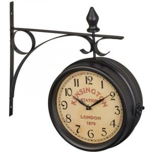 Northix - Horloge de gare double face en noir