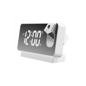 Projecteur Plafond Reveil Projecteur Réveil Numérique avec Température Projecteur 180° Écran LED Horloge Numérique Port de USB Réglage 12/24H pour