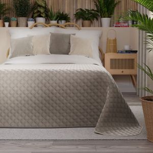 Couvre-lit d&eacute;coratif VELVI dans une subtile nuance de gris-beige - 170x210cm