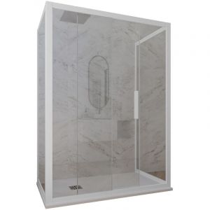 Parois douche 3 côtés 90x120 coulisse Blanc Glax 3 lati
