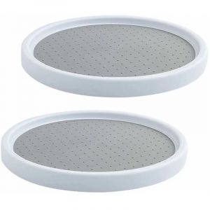 [JAMAIS UTILIS&Eacute;] 2 Pi&egrave;ces Plateau Tournant en Plastique pour Epices, Rotatif &agrave; 360&deg;Plateau Tournant Epices Rangement Rond, Etagere a Epices Plateau