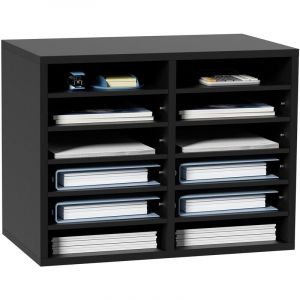 Mophorn - vevor Organisateur de Bureau en Bois 52x30,5x41 cm Trieur de Documents a 12 Compartiments Corbeille a Courrier Panneau Agglomere Etagere