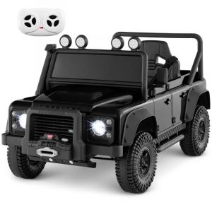 Voiture Jouet Land Rover sous Licence Voiture Electrique 12V pour Enfants avec T&eacute;l&eacute;commande Parentale Phare Musique pour 3-8 Ans Noir