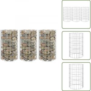 Vidaxl - Lit sur&eacute;lev&eacute; &agrave; gabion circulaire 3 pcs Acier galvanis&eacute; &Oslash;30x50cm - Jardiniere En Gabion - Lit Sur&eacute;lev&eacute; - Bacs De Plantation - D&eacute;coration