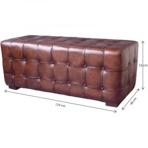 Banc en cuir matelassé pour couloir entièrement en cuir de couleur marron