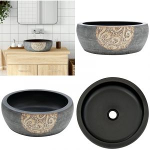 Vidaxl - Vasque &agrave; poser noir et marron rond &Phi;41x14 cm c&eacute;ramique - Lavabo Suspendu - Lavabo C&eacute;ramique - &Eacute;vier Design - Lavabo Moderne - Lavabo Vintage