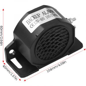 Avertisseur sonore de recul 12V-48V 105&plusmn;3dB(A) pour voiture, aspirateur BiBi, alarme sonore de recul &eacute;tanche IP67 pour camions, excavatrices et