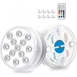 Lumière LED Submersible Étanche, IP68 Lampes de Piscine Sous-Marines Multi-couleur avec Télécommande Lumières de Baignoire pour Aquarium Baignoire